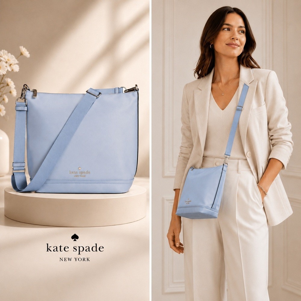 Kate Spade Chelsea Large Duffle Crossbody Bag Light Blue Classic Minimalist